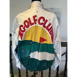 Vintage Rosenthal Leather Bomber Jacket Womens Medium Golf Club Patchwork Israel
